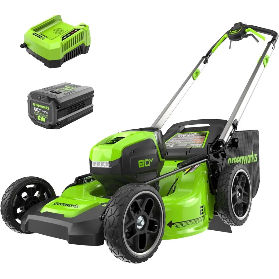 Greenworks MO80L416 21-inch self-propelled mower kit with 80V battery and charger
