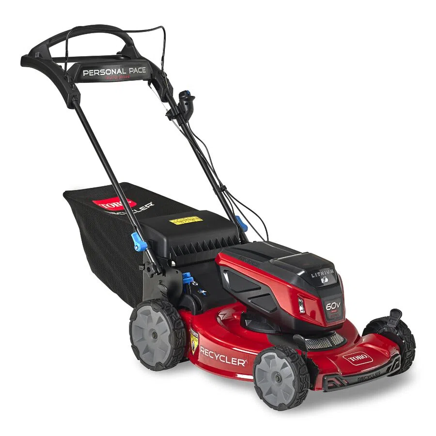 Toro 21469 22-inch Recycler battery lawn mower with Personal Pace handle and grass bag